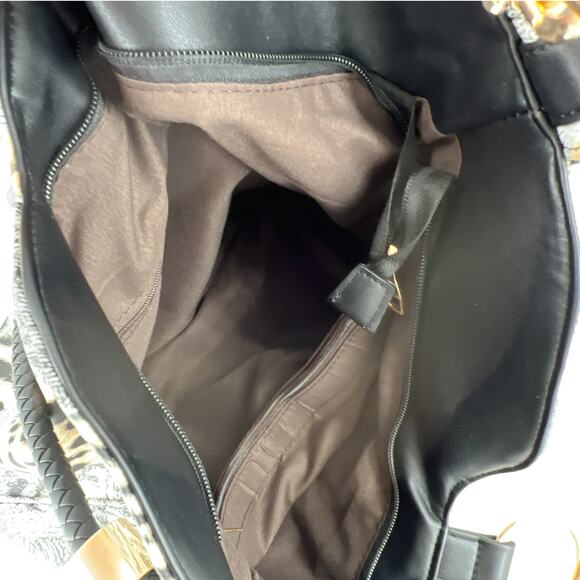 Retro Patchwork Leopard Print Hobo Large Capacity Crossbody Shoulder Tote Purse - Picture 12 of 15